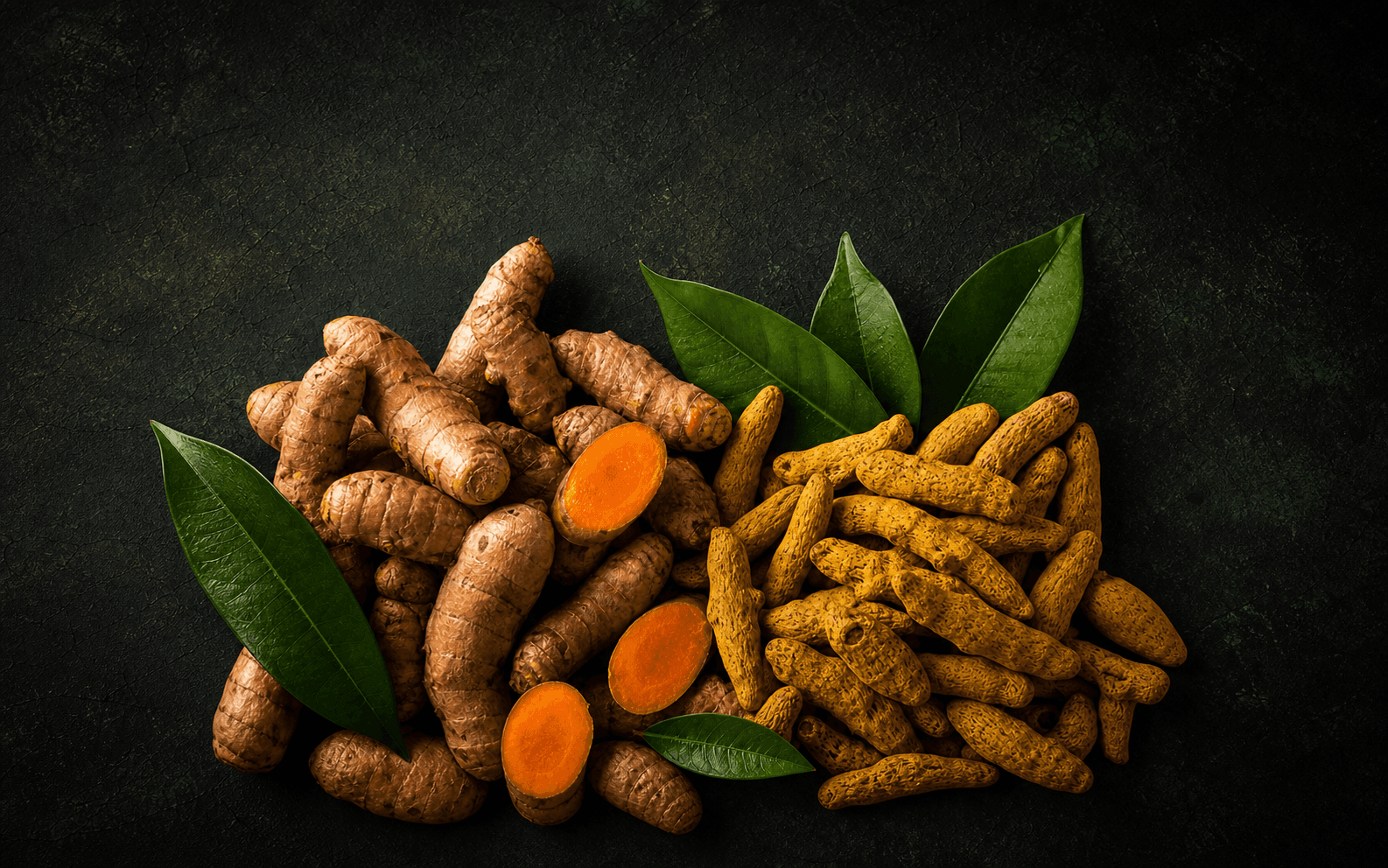 Fresh and dried Indian turmeric
